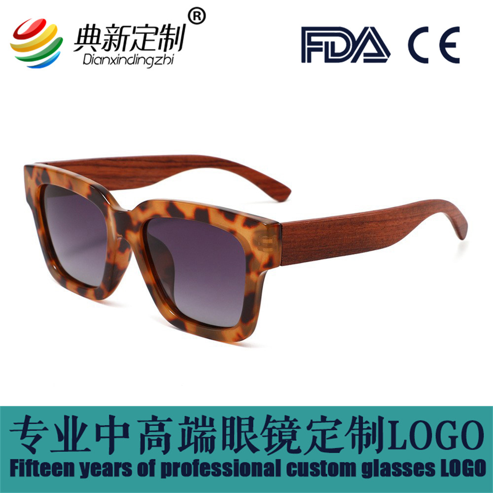 大框木脚偏光墨镜欧美复古驾驶遮阳眼镜太阳眼镜印刷LOGO