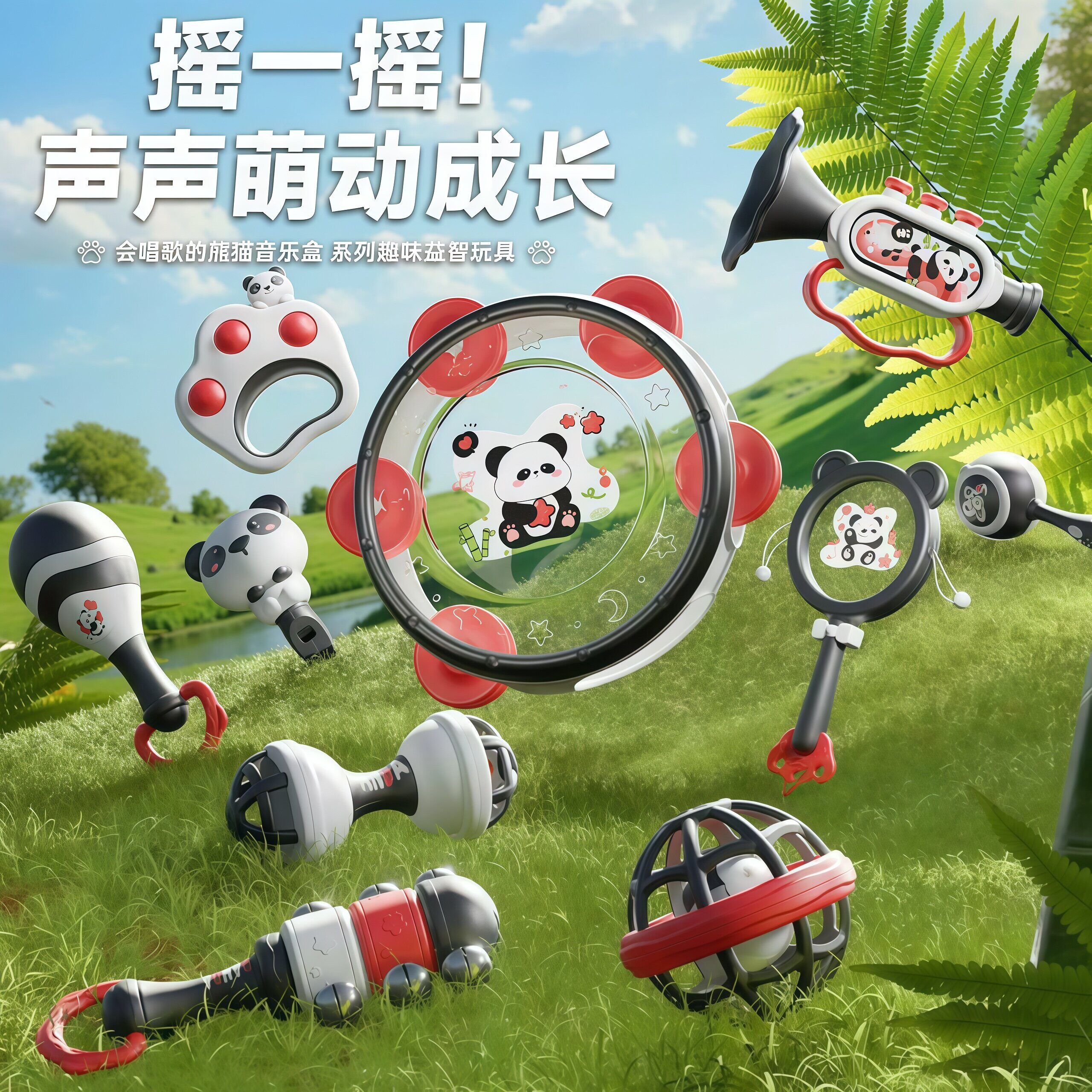 婴儿手摇铃玩具套组益智
