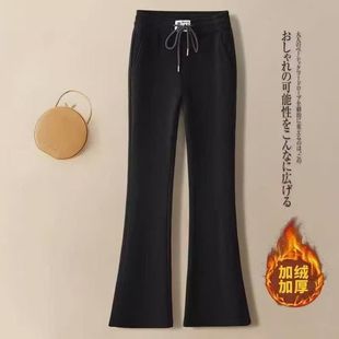 2025秋冬季 喇叭裤 新款 子加厚加绒休闲修身 百搭裤 高腰灯芯绒微喇裤