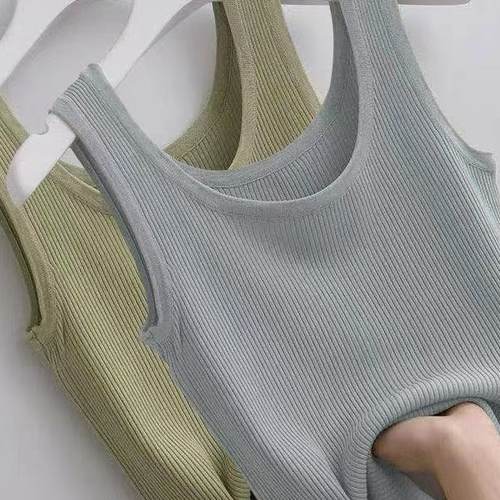 两件装冰丝螺纹吊带背心女大码修身外穿百搭无袖t恤女打底衫宽松