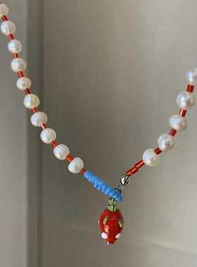 优雅精致时尚百搭甜美草莓珍珠