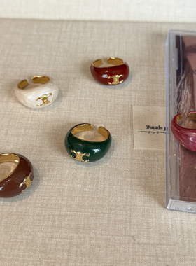 轻奢高级感红滴釉戒指女小众设计独特情侣对戒ins可调节食指