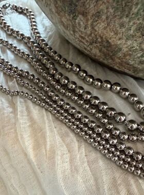 钛钢不掉色圆珠项链女珍珠叠戴样式锁骨链毛衣链轻奢大气设计感新