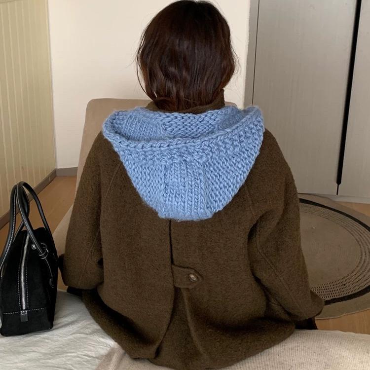 深海韩代同款手工粗毛线编织帽