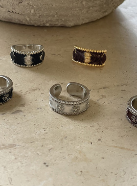 安哥拉红锆石拼接戒指新款小众高级感简约百搭食指戒复古秋冬配饰