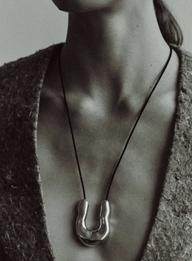 皮绳金属锁骨链女几何马蹄桃心