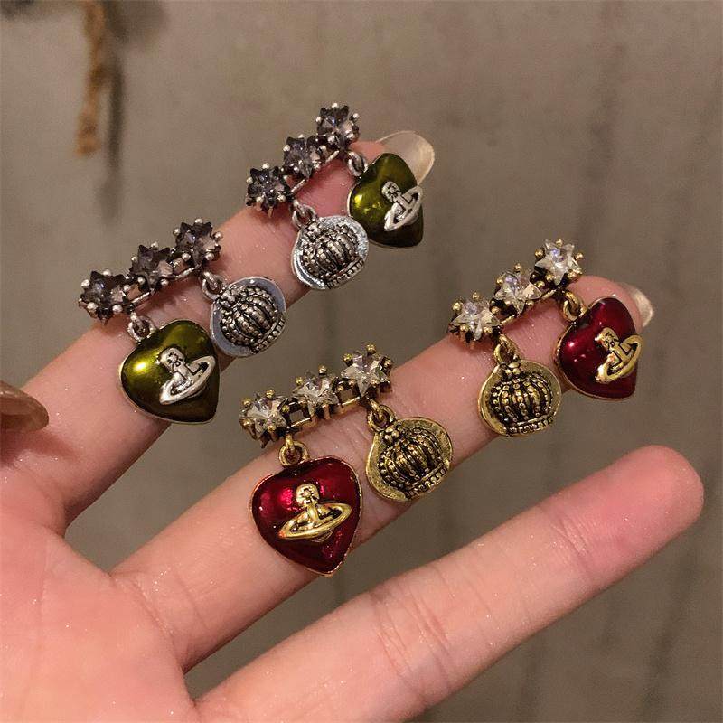 中古土星爱心皇冠耳坠2025新款爆款机风朋克耳环轻奢高级感耳钉,饰品/流行首饰/时尚饰品新,耳环,淘宝优惠券,粉丝福利购,淘宝优惠卷