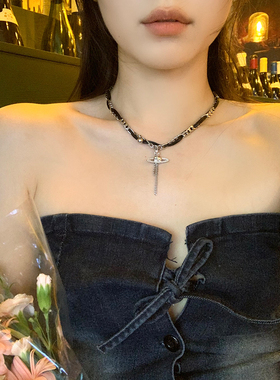 合金金属锁骨链女土星流苏星球