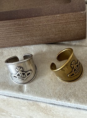 新款个性做旧风格土星戒指女轻奢高级感复古色时尚开口食指戒