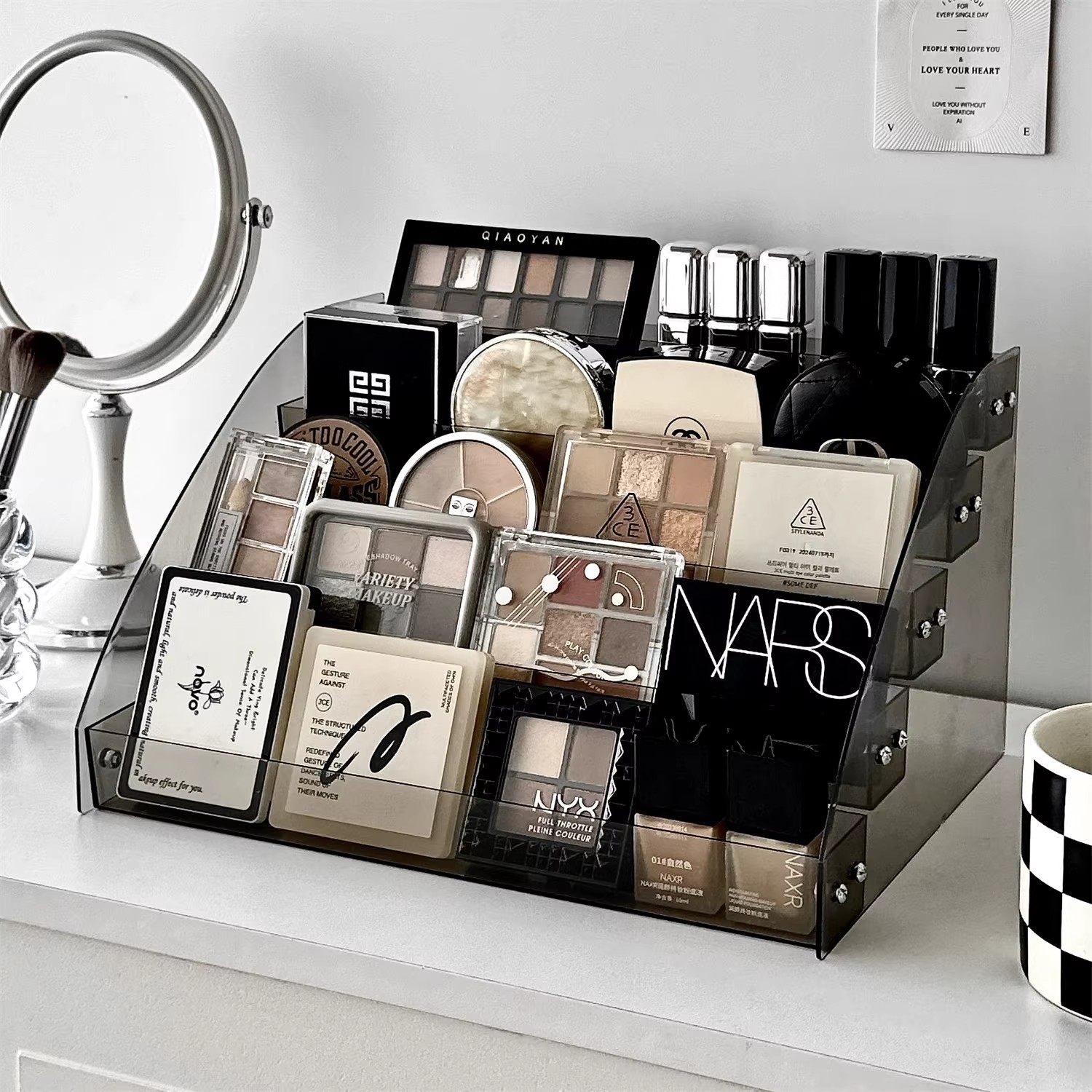 化妆品收纳盒亚克力多层阶梯置物架梳妆台护肤品眼影盘香水展示架,收纳整理,桌面收纳盒,淘宝优惠券,粉丝福利购,淘宝优惠卷