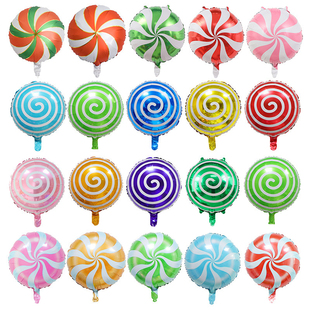 生日儿童圆形棒棒糖铝膜气球糖果卡通铝箔汽球装饰派对布置伴手礼
