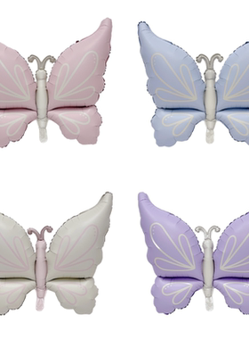 INS风紫色蝴蝶铝膜气球哑光奶油婚庆生日派对装饰布置充氦气飘空