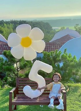 2岁3岁生日白色数字气球男孩女宝宝儿童周岁派对拍照装饰场景布置