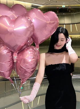 18寸爱心铝膜粉色玫红结婚飘空紫色银色黑蓝色铝箔马卡龙生日气球