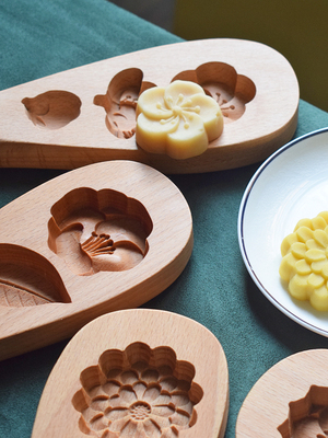 山舍丨四季糕点木模 木质传统中秋糕点模具绿豆糕模子烘焙模具