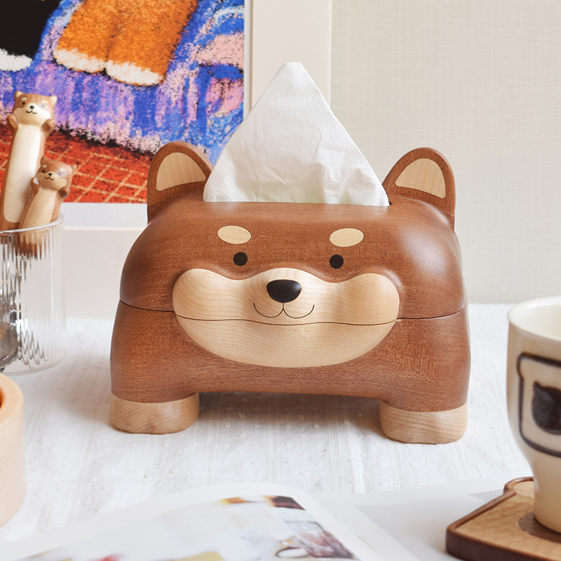山舍可爱纸巾盒实木制作