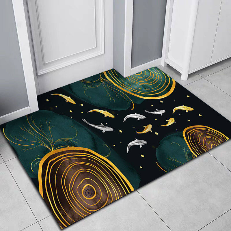 入户地垫九条鱼图案聚财进门地毯卫生间硅藻泥吸水防滑速干脚垫子,居家布艺,家用脚垫,淘宝优惠券,粉丝福利购,淘宝优惠卷