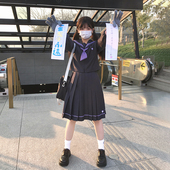 原创设计灰身紫三本水手服校供感中间服&夏 风薰川 月野HOUSE