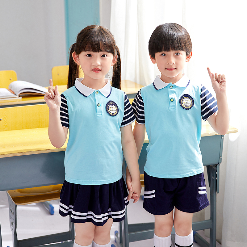 幼儿园园服夏装小学生校服夏季短袖儿童班服套装纯棉英伦风学院风