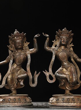 藏黄铜仿古鎏金观音菩萨二世度母站佛摆件居家堂大号香案用品40cm