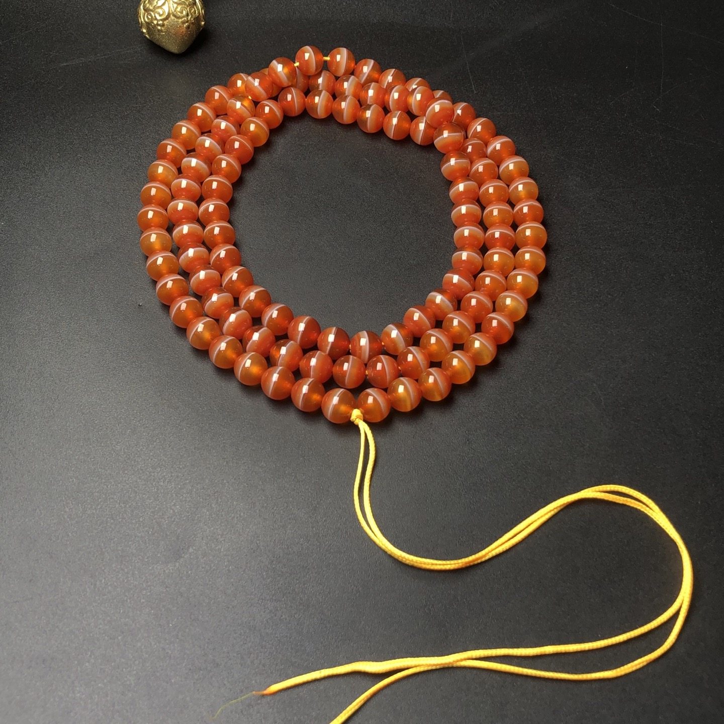 红肉玛瑙一线药师圆天珠多圈手链项链108颗佛念珠挂件饰品8mm