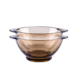 北欧茶色玻璃碗大号家用耐热玻璃沙拉碗水晶碗汤碗面碗甜品碗饭碗