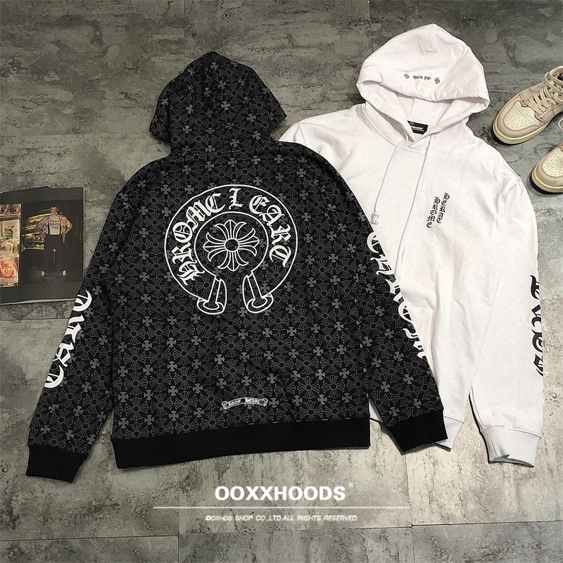 品质始终如一大马蹄logo十字架薄款卫衣飞镖图案欧美宽松潮连帽衫