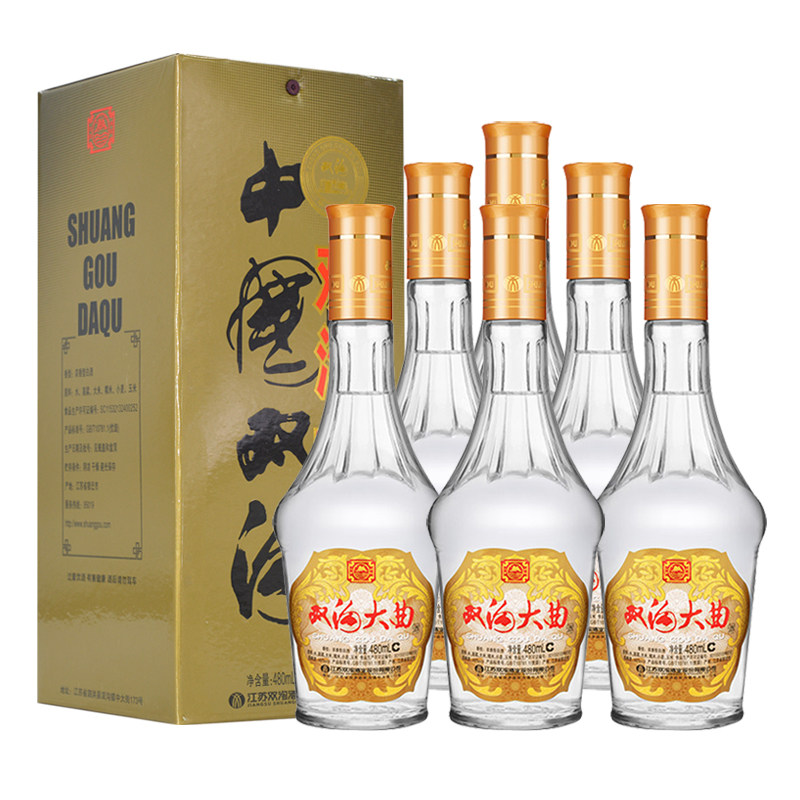双沟大曲酒名玻46度浓香型白酒整箱6瓶礼盒装纯粮食酒江苏特产酒
