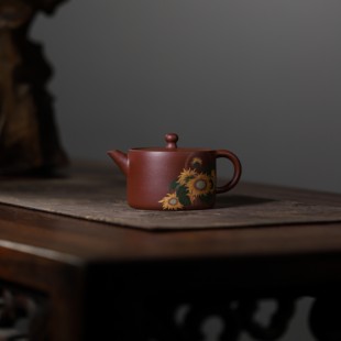 180ml精品堆绘宜兴半手工紫砂壶原矿零添加紫泥漫山壶家用泡茶壶