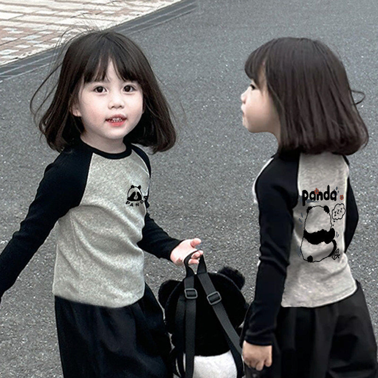 全棉女童长袖T恤2024秋装新款儿童韩版洋气常规插肩袖春秋打底衫