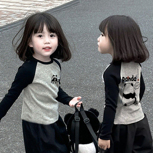 全棉女童长袖T恤2026秋装新款儿童韩版洋气常规插肩袖秋冬打底衫