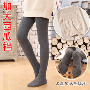 全棉儿童连裤袜春秋款外穿加大屁股胖女童舞蹈袜白色秋冬加绒大童