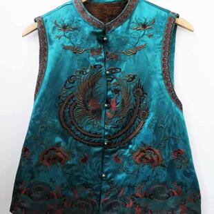 加绒马甲坎肩背心刺绣花圆领国潮中国风女装秋冬大码