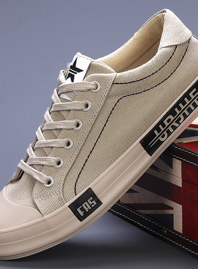 23813闪步男士新款低帮春夏秋季潮流系带运动休闲学生透气帆布鞋