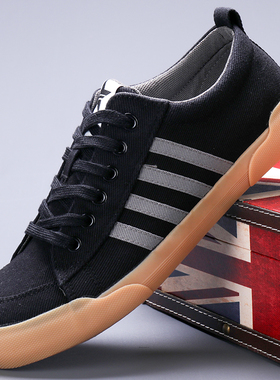 24112闪步男士新款低帮春夏秋季潮流系带运动休闲学生透气帆布鞋