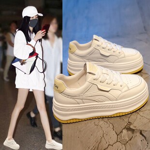 爆款厚底小白鞋女款2025夏季新款百搭增高小个子透气薄款板鞋超火