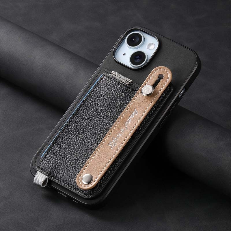 适用苹果16Promax手机壳11/XS/XR/7/8/SE新款iPhone15磁吸卡包Plus14高档13Pro/12全包防摔17air男女手腕带