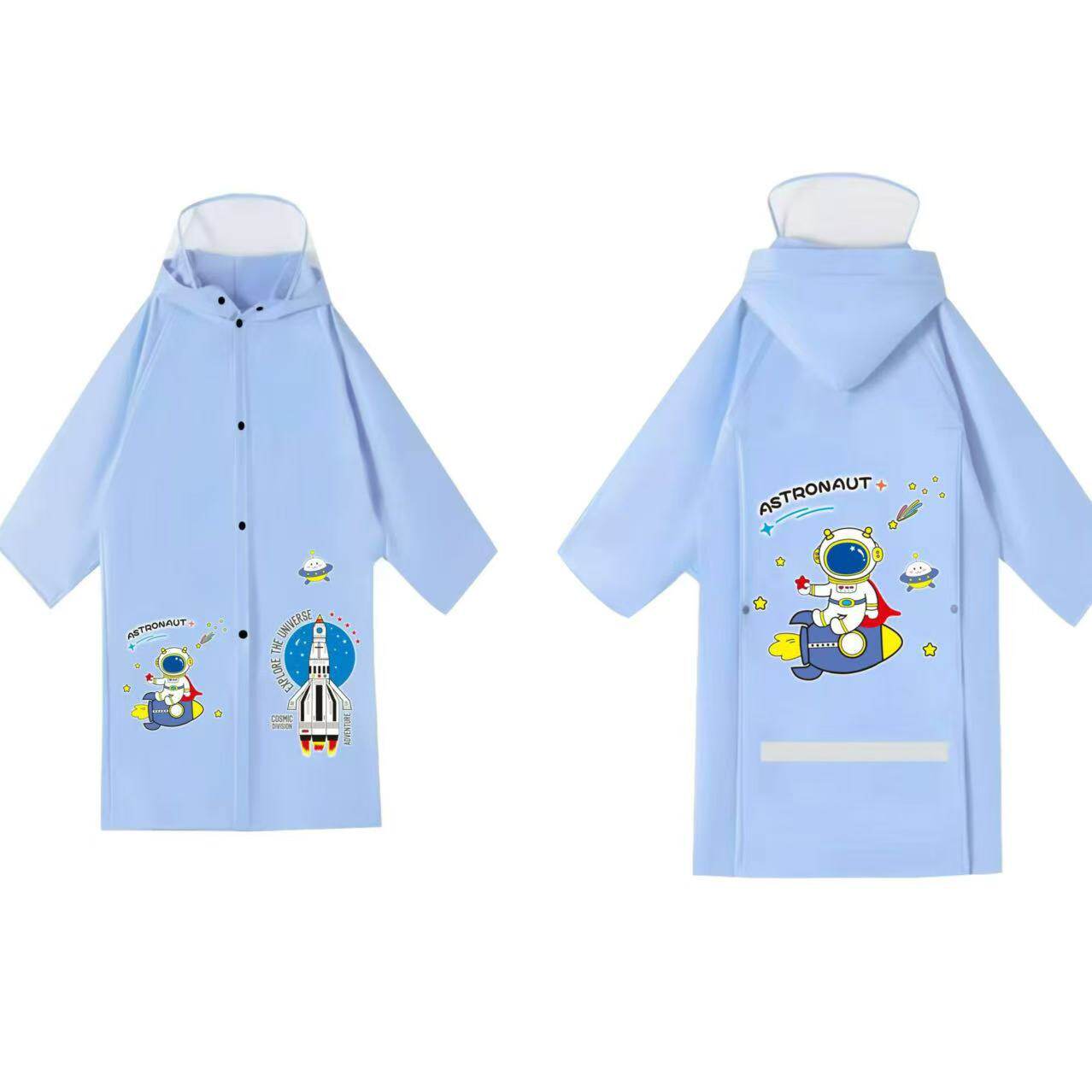 包邮跨境雨衣儿童雨具幼儿园小学生带书包位透明大帽檐雨披连体