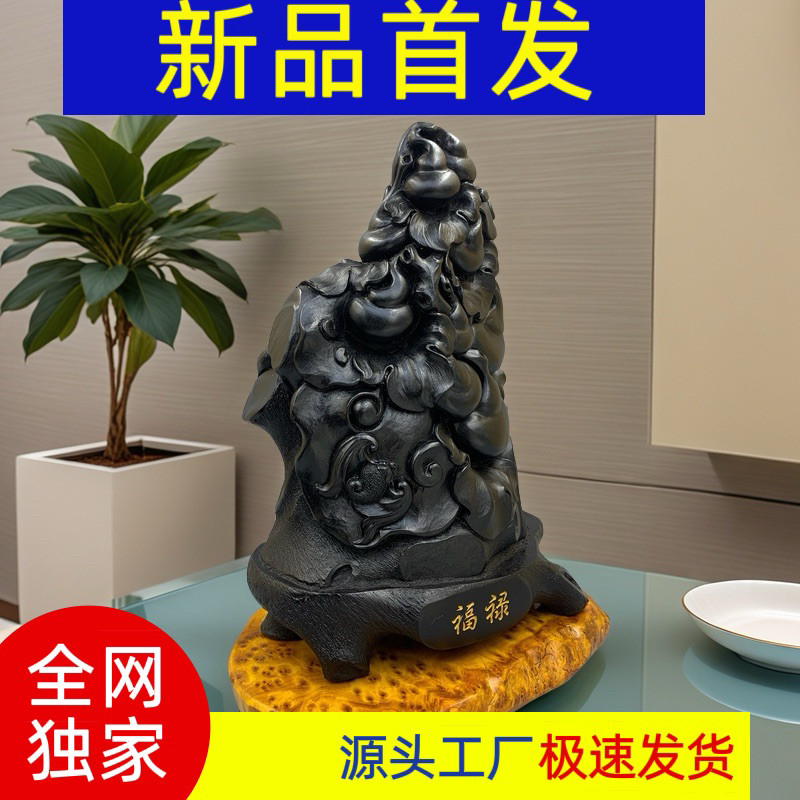 梓云文创礼品手工大葫芦煤雕家居客厅办公桌面装饰五子送福摆件