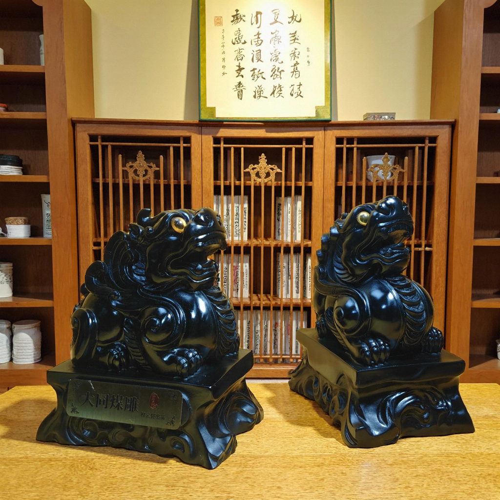 晋艺山西文创煤雕煤精雕客厅办公桌面装饰煤精礼品貔貅手办摆件