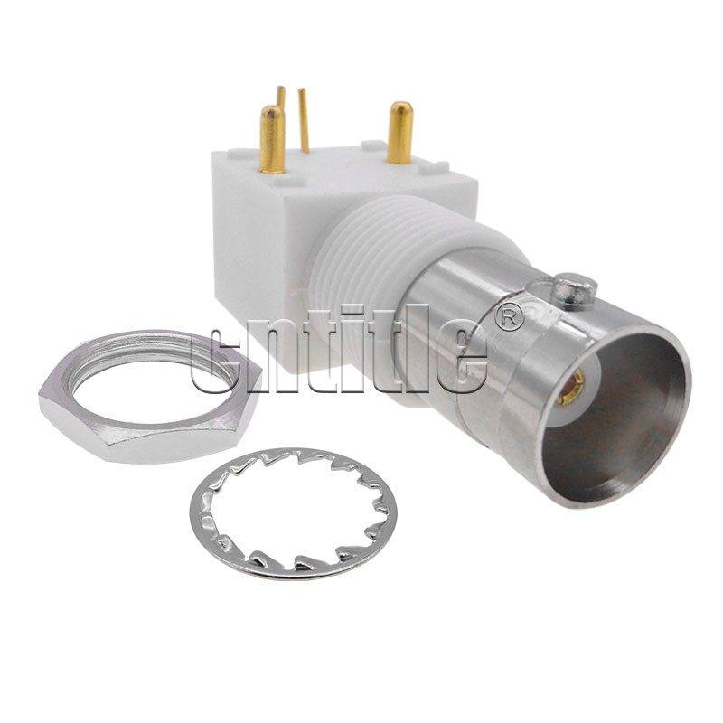 50欧 BNC白胶母座 卧式母头 母弯头 内孔 pcb板端 弯头 接头 90&deg;