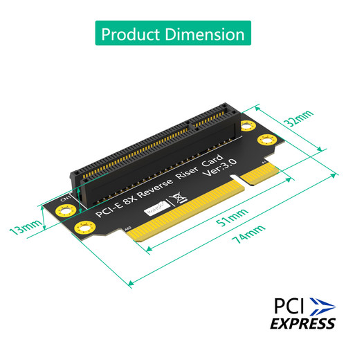 PCI-E x4右转向卡,PCIe 4x转接卡,PCI-E 转接卡8x 1x 16x反向