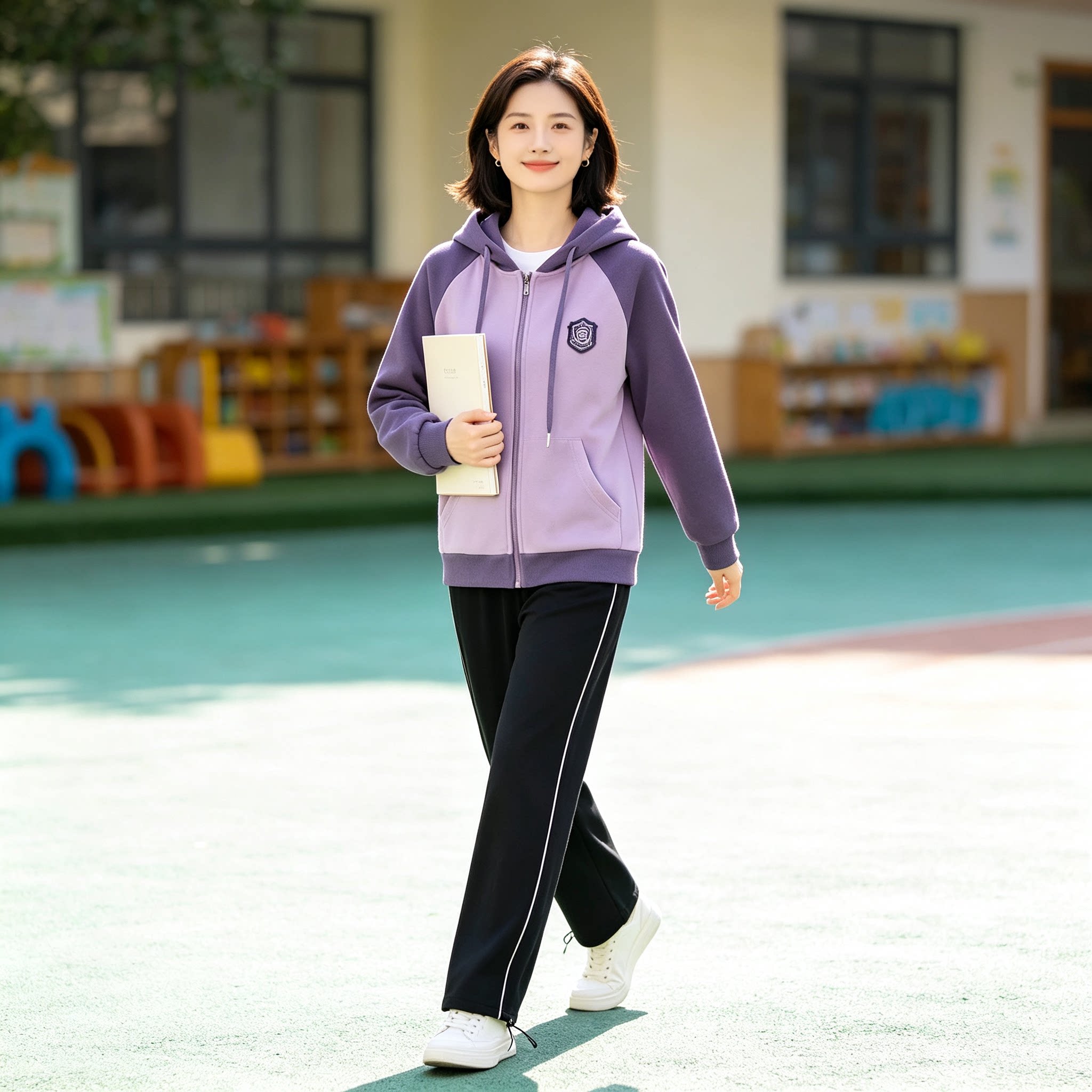 幼儿园教师园服春秋新款运动外套老师工作班服定制印LOGO职业套装