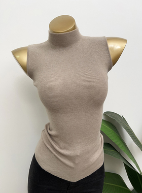 留！gao级感！韩国ins半高领无袖背心修身显瘦秋冬打底上衣针织衫