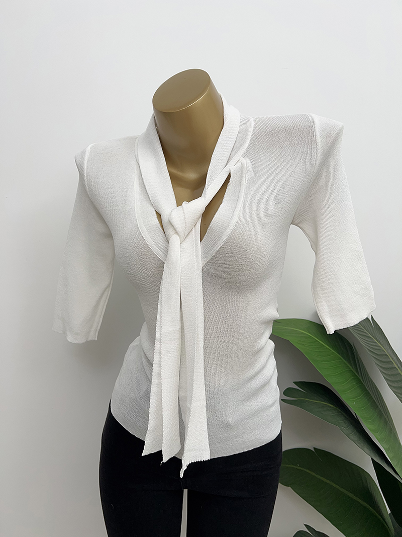 修身显瘦纯欲低胸领带舒适上衣女