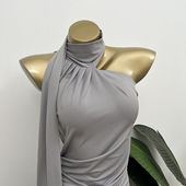 T恤 气质挂脖背心露锁骨女人味上衣露肩无袖 韩女松弛感蜥蜴灰 黑