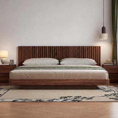 禾木复古全实木悬浮床主卧双人床