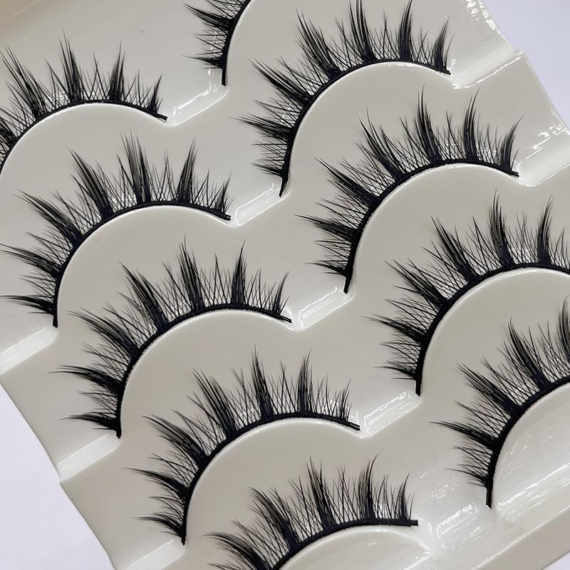 免胶水硬梗卷翘浓密夸张睫毛纤长簇簇网状眼毛芭比萝莉漫画假睫毛