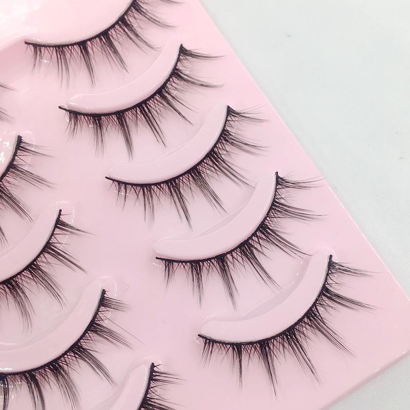 欧美风眼睫毛夸张浓密交叉纤长手工假睫毛自然3D水貂毛材质5对装