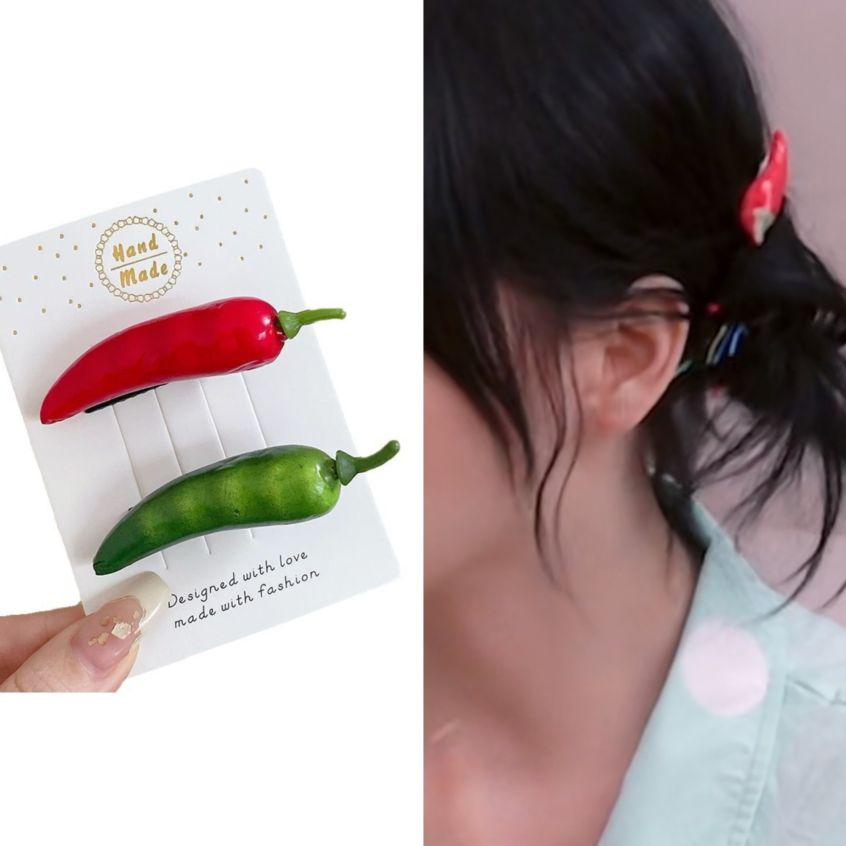 黄灿灿同款仿真辣椒发夹女红色侧边刘海夹子边夹鸭嘴夹网红发卡